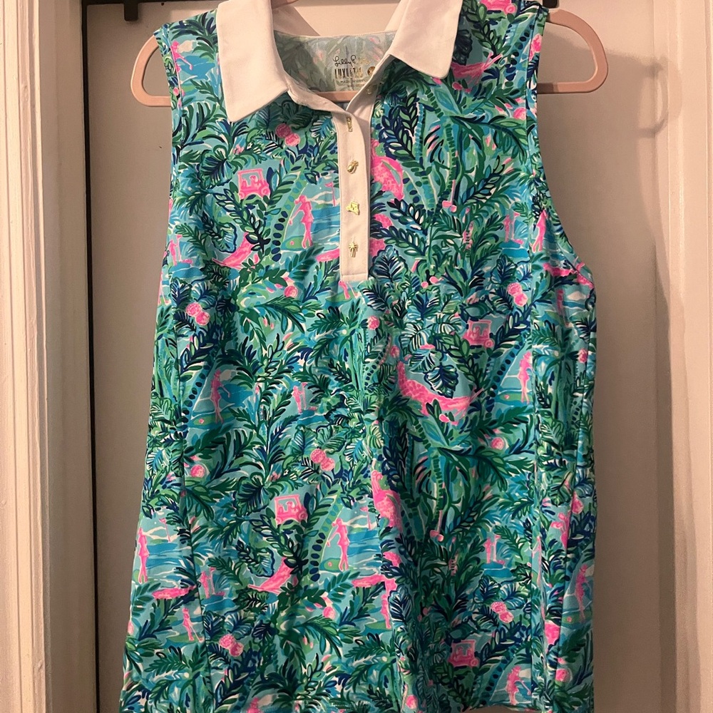 Lilly Pulitzer Tropical Print Tank Top - Blue and Pink